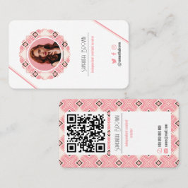 Minimaler rosa Foto QR-Code Gemustert Visitenkarte