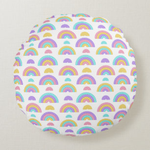 Minimaler Rosa, Lavendel und Niedlicher Regenbogen Rundes Kissen