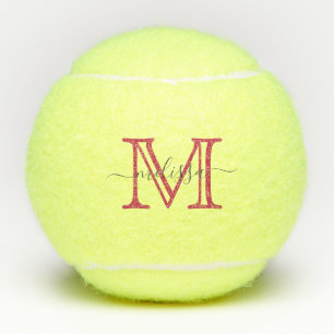 Minimaler Rosa Name und Monogramm Tennisbälle