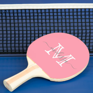 Minimaler Rosa Name und Monogramm Tischtennis Schläger