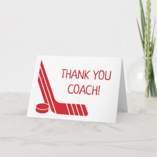 Minimaler roter Hockeyschläger & Puck Coach Dankeskarte