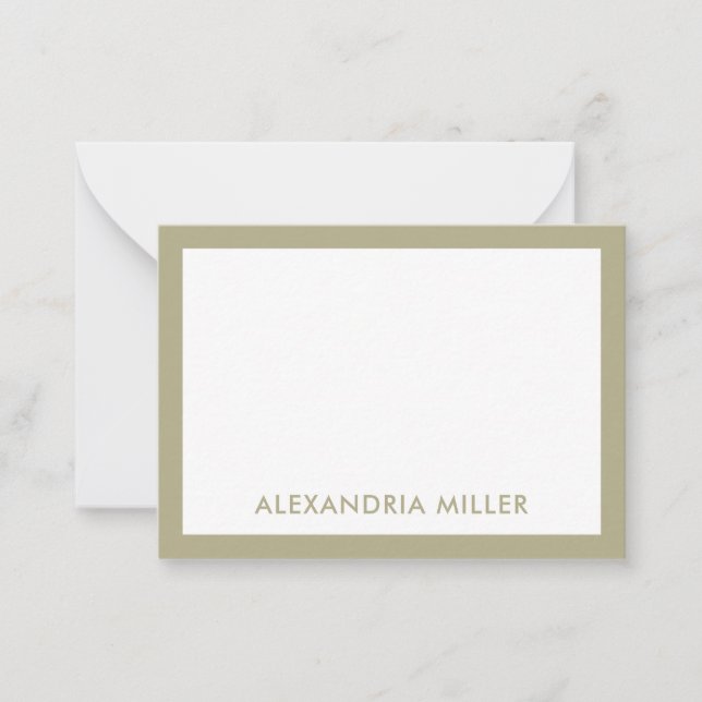 Minimaler Sage Green Monogram Name Mitteilungskarte (Vorderseite)