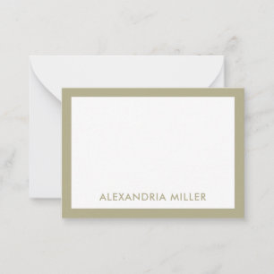 Minimaler Sage Green Monogram Name Mitteilungskarte