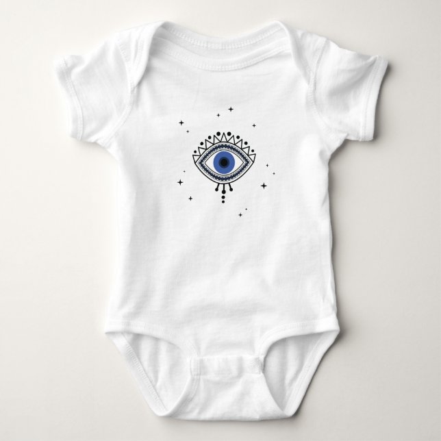 Minimaler Schutz der blauen Augen ethnischer Talis Baby Strampler (Vorderseite)