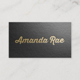 Minimaler Schwarz/Gold-Stylist mit Embossed Text F Visitenkarte