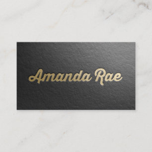 Minimaler Schwarz/Gold-Stylist mit Embossed Text F Visitenkarte