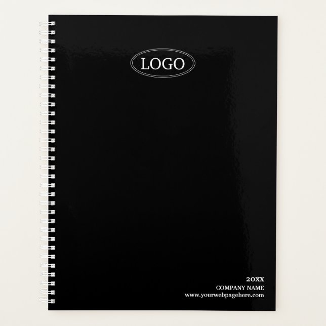 Minimaler Schwarz-Weiß-Logo-Planner Planer (Vorderseite)