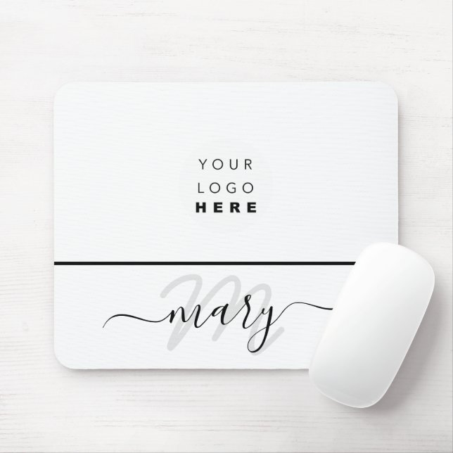 Minimaler Schwarz-weißer Name des Logos Mousepad (Mit Mouse)