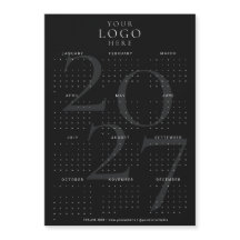 Minimaler schwarzer Magnet-Kalender 2027 für Gesch