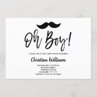 Minimaler Schwarzer Mustache Oh Boy Baby Dusche