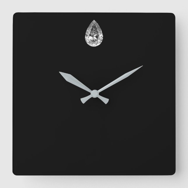 Minimaler schwarzer silberner Diamant-Graphit Vip Quadratische Wanduhr (Vorderseite)
