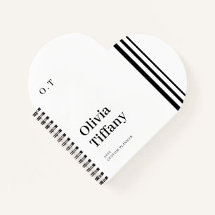 Minimaler Schwarzer und Weißer Personalisierter Na Notizbuch