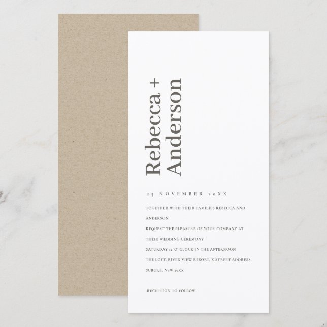 MINIMALER SCHWARZER UND WEISSER TYPOGRAFISCHER EIN DANKESKARTE (Vorne/Hinten)