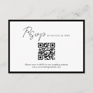 Minimaler Script Black Border QR Code Hochzeit Rsv Begleitkarte