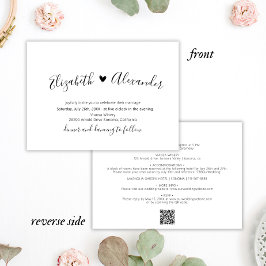 Minimaler Script-Herz in einem QR-Code Hochzeit Einladung