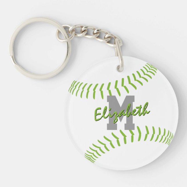 Minimaler Sport Limon weiße Softballmarke Schlüsselanhänger (Vorderseite)