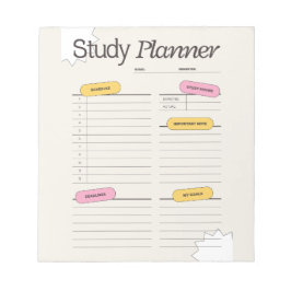 Minimaler Studienplaner mit stündlichem Zeitplan Notizblock