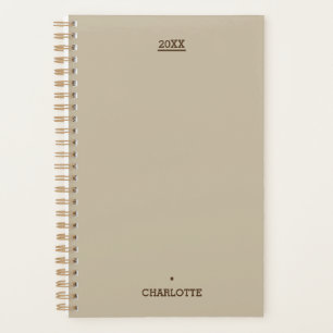 Minimaler Taupe-Personalisierter 12-Monats-Undatie Planer