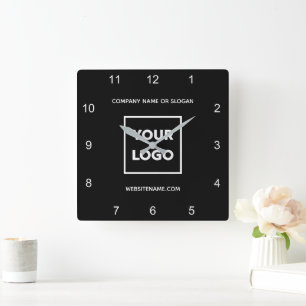 Minimaler Text für kundenspezifische Firmenlogo Quadratische Wanduhr