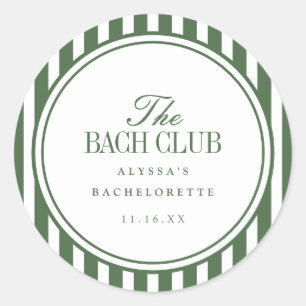 Minimaler "The Bach Club" gestreifter grüner Jungg Runder Aufkleber