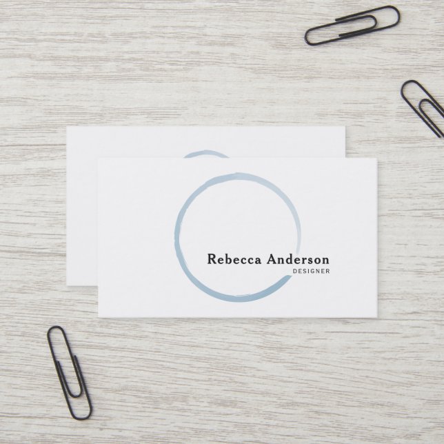 Minimaler Trendy Blue Watercolor Circle Visitenkarte (Vorderseite/Rückseite Beispiel)