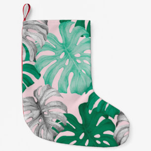 Minimaler Tropischer Monstera Duo-Ton Kleiner Weihnachtsstrumpf