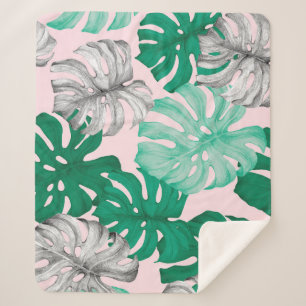 Minimaler Tropischer Monstera Duo-Ton Sherpadecke