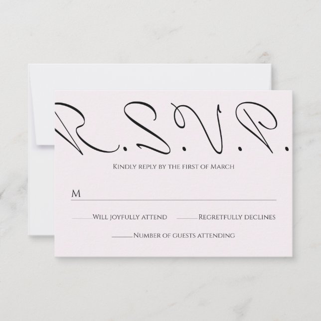 Minimaler typografischer Spaß und dennoch formale  RSVP Karte (Vorderseite)