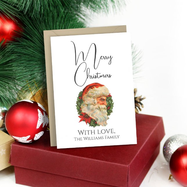 Minimaler Vintager Stil Alter Weihnachtsmann Feiertagskarte (Minimal Vintage Style Old Santa Claus Christmas Holiday Card
)