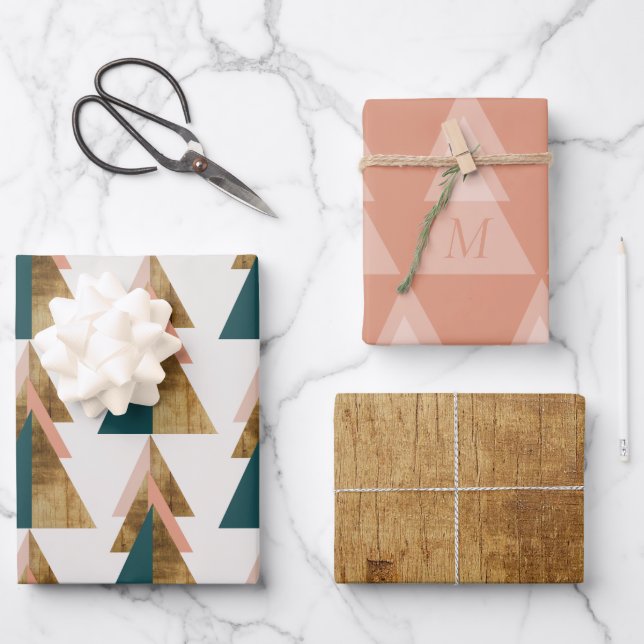Minimaler Weihnachtsbaum Geschenkpapier Set (Vorderseite)