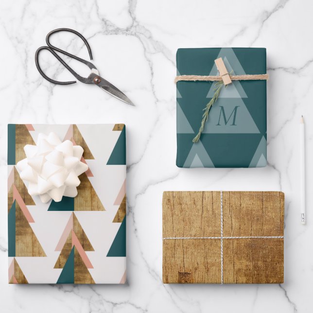 Minimaler Weihnachtsbaum Geschenkpapier Set (Vorderseite)