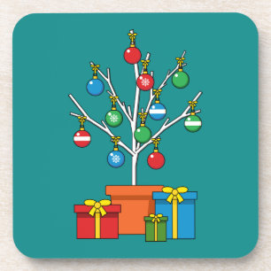 Minimaler Weihnachtsbaum mit Geschenken Getränkeuntersetzer