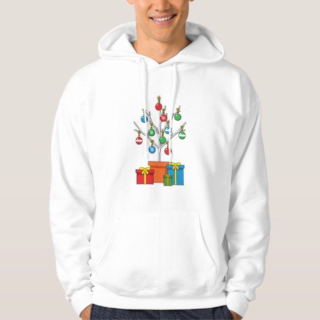 Minimaler Weihnachtsbaum mit Geschenken Hoodie (Vorderseite)