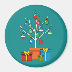 Minimaler Weihnachtsbaum mit Geschenken Magnet