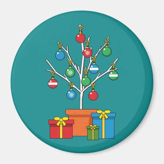Minimaler Weihnachtsbaum mit Geschenken Magnet (Vorne)