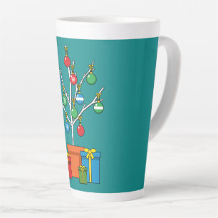 Minimaler Weihnachtsbaum mit Geschenken Milchtasse