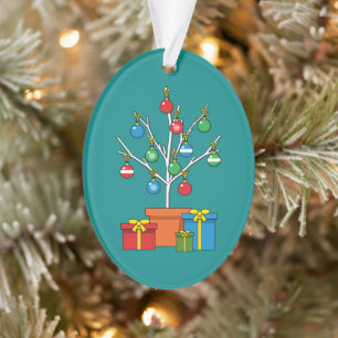 Minimaler Weihnachtsbaum mit Geschenken Ornament