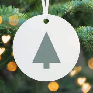 Minimaler Weihnachtsbaum   Sage Green Clean Simple Ornament Aus Metall