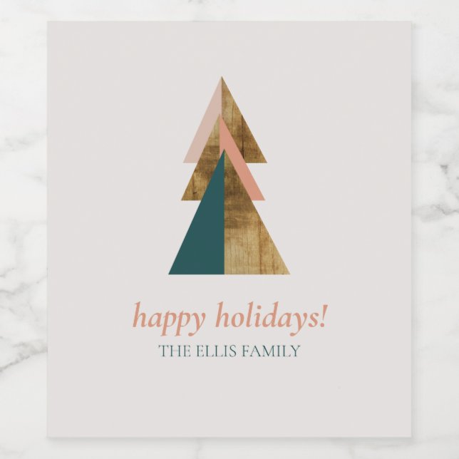 Minimaler Weihnachtsbaum Weinetikett (Einzelnes Label)