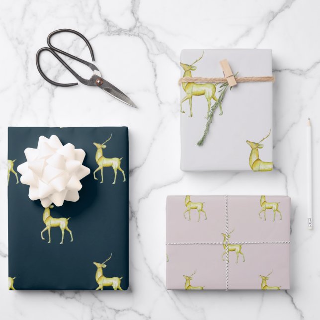 Minimaler Weihnachtsgoldschuh Geschenkpapier Set (Vorderseite)