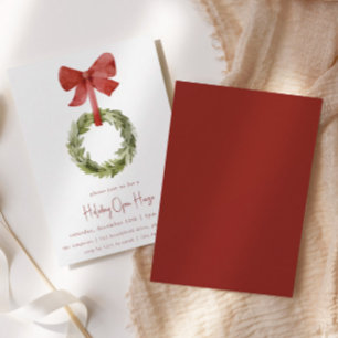 Minimaler Weihnachtskranz Holiday Open House Einladung