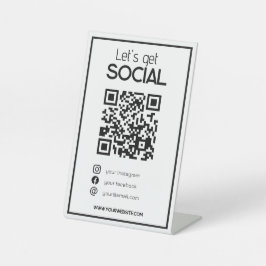 minimaler weißer QR-Code einfache Prüfung in sozia Sockelschild
