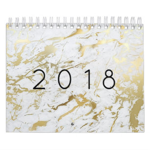 Minimaler weißer silberner Goldmarmorierungstein Kalender