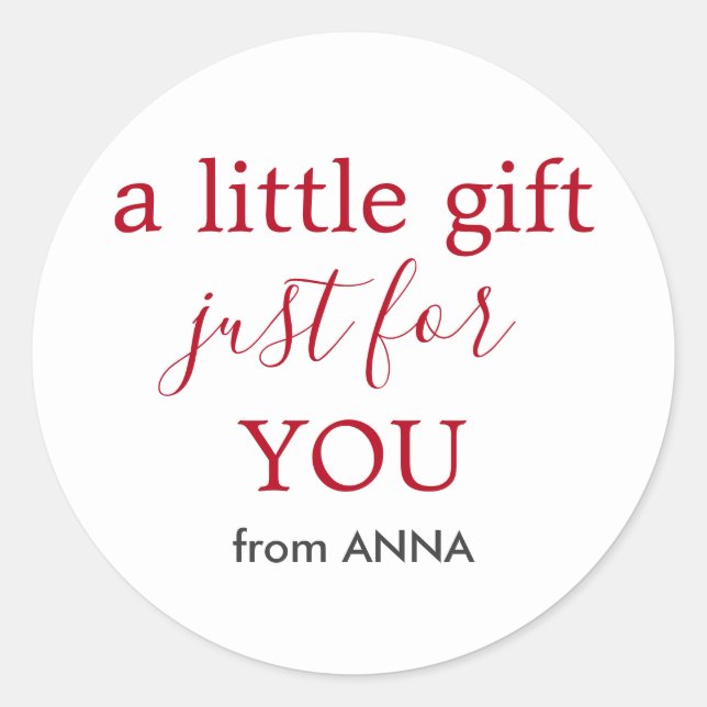 Minimaler weißer Text für Geschenk Runder Aufkleber (Vorderseite)