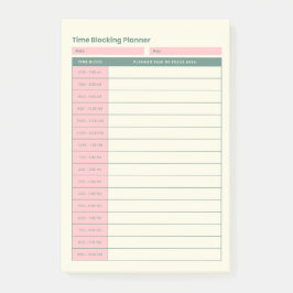 Minimaler Zeitblockplaner Pink Layout Post-it Klebezettel