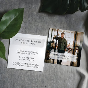Minimales Berufliches Firmenname & Business-Foto Quadratische Visitenkarte