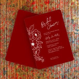 Minimales botanisches Ruby Rotes Brautparty Einladung