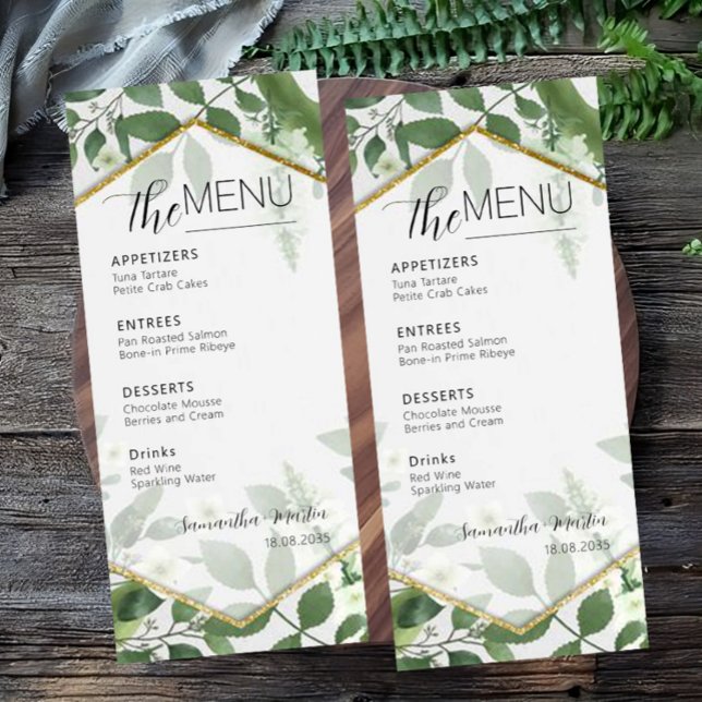 Minimales Botanisches SkriptWedding Menu Menükarte (Von Creator hochgeladen)