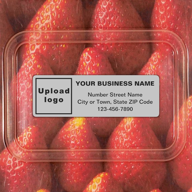 Minimales Branding für Unternehmen auf grauem Rech Etiketten (Gray rectangle adhesive label with minimal business branding)