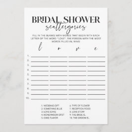 Minimales Brautparty Scattergories Game